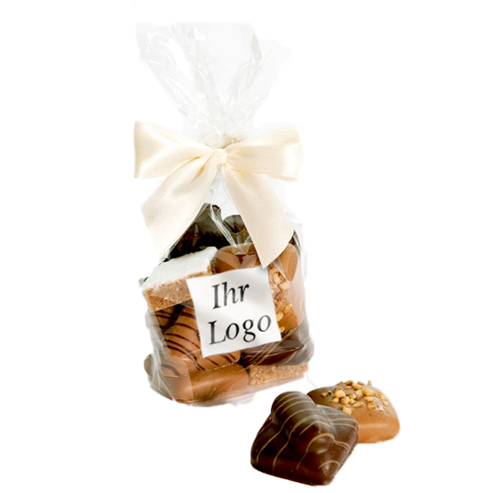 Feinste Weihnachtsgebäck-Mischung mit Logo-Aufkleber 135 g