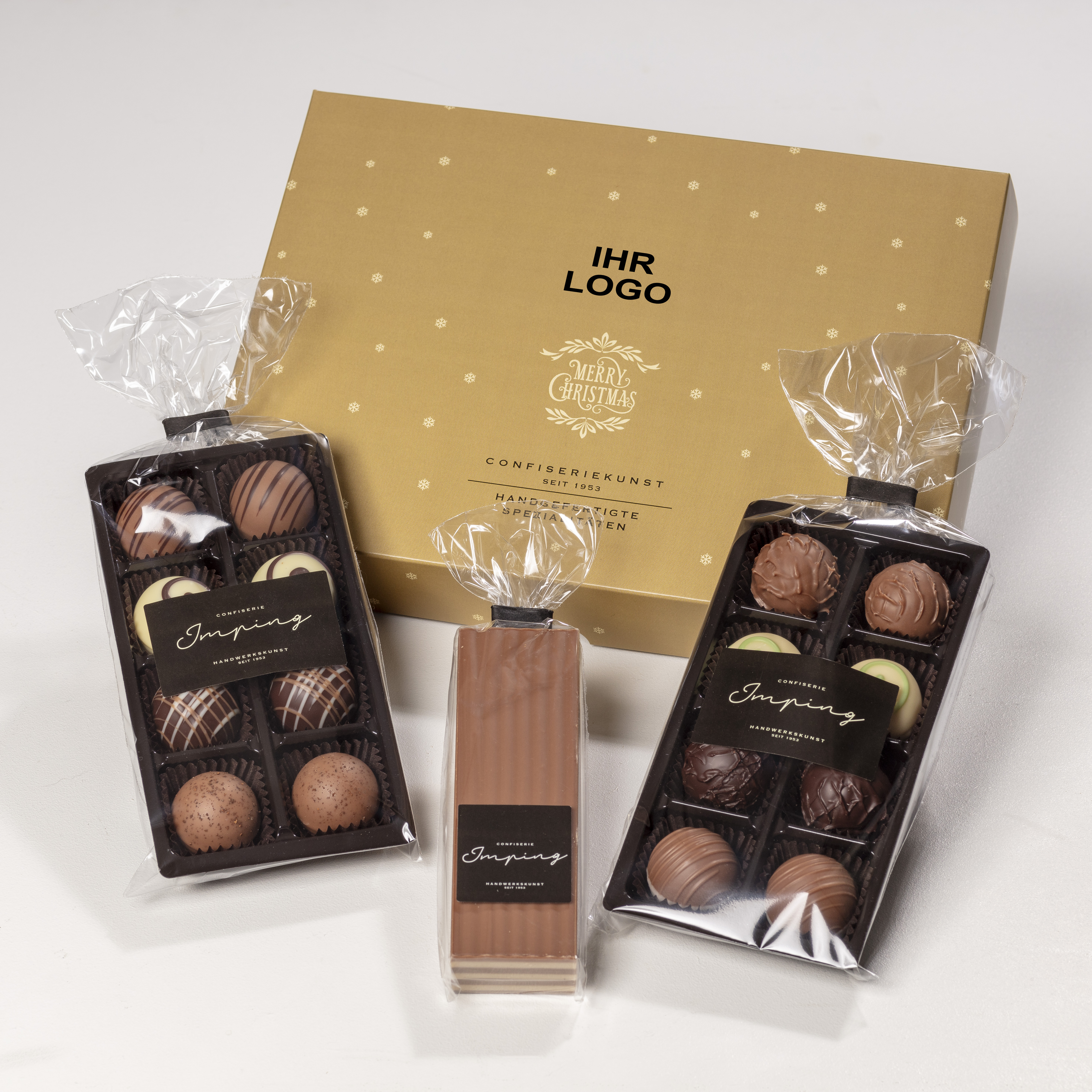 Weihnachts-Pralinenmischung "Merry Christmas" mit Ihrem Logo